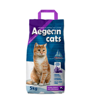 Aegean cat αυτοσυγκολλούμενος μπετονίτης λεβάντα 5kg