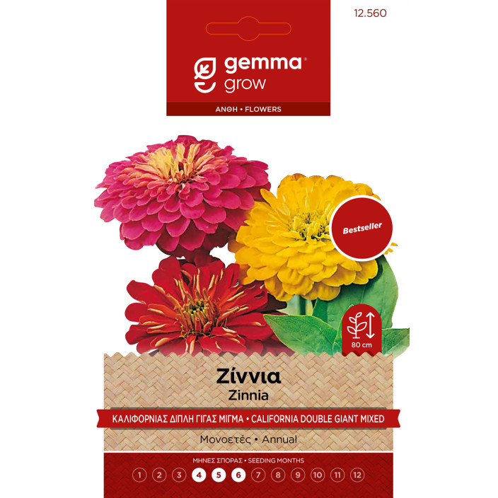 Gemma Ζιννια καλιφορνιας διπλη γιγας μιγμα σποροι φακελος 