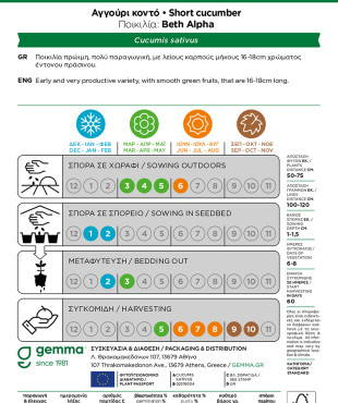 Gemma Αγγουρι κοντο σποροι beth alpha φακελος 