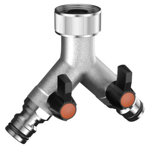 Claber metal range μεταλλικό ρακόρ βρύσης 2 ρυθμιζόμενων εξόδων