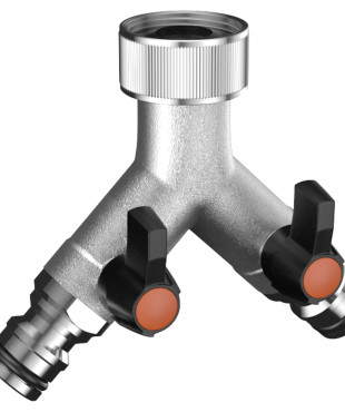 Claber metal range μεταλλικό ρακόρ βρύσης 2 ρυθμιζόμενων εξόδων