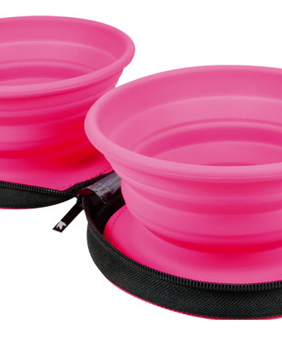 Kiwi walker διπλό ταξιδιωτικό μπολ - ροζ