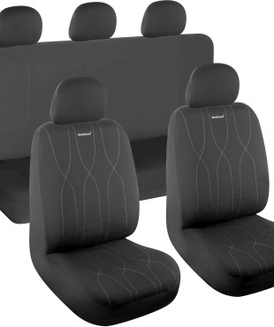 Σετ καλυμματα αυτοκινητου 9τεμ, πολυεστερικο, μαυρο