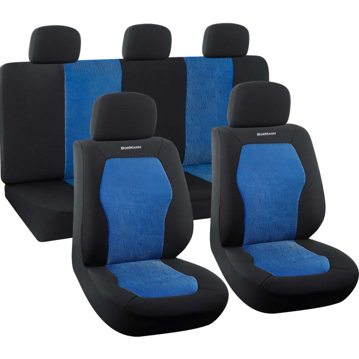 Σετ καλυμματα αυτοκινητου 9τεμ, πολυεστερικο, μαυρο/μπλε