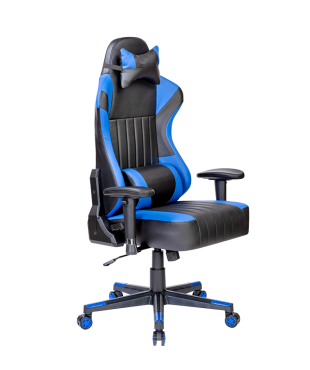ΚΑΡΕΚΛΑ GAMING ZEUS I,  ΜΕ ΑΝΑΚΛΙΣΗ ΚΑΙ ΡΥΘΜΙΖΟΜΕΝΑ ΜΠΡΑΤΣΑ,56x69x124-134cm, ΜΑΥΡΟ & ΜΠΛΕ