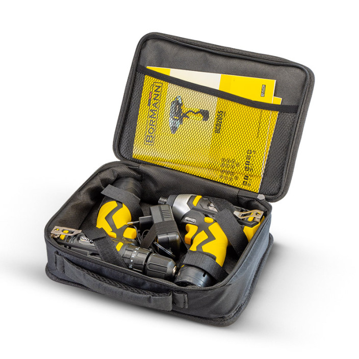 ΔΡΑΠ/ΒΙΔΟ ΚΡΟΥΣΤΙΚΟ 12V, 28Nm, 2 ΤΑΧΥΤΗΤΕΣ & ΠΑΛΜΙΚΟ ΚΑΤΣΑΒΙΔΙ 12V, 100Nm, 2x1.5Ah Li-Ion, ΤΣΑΝΤΑ