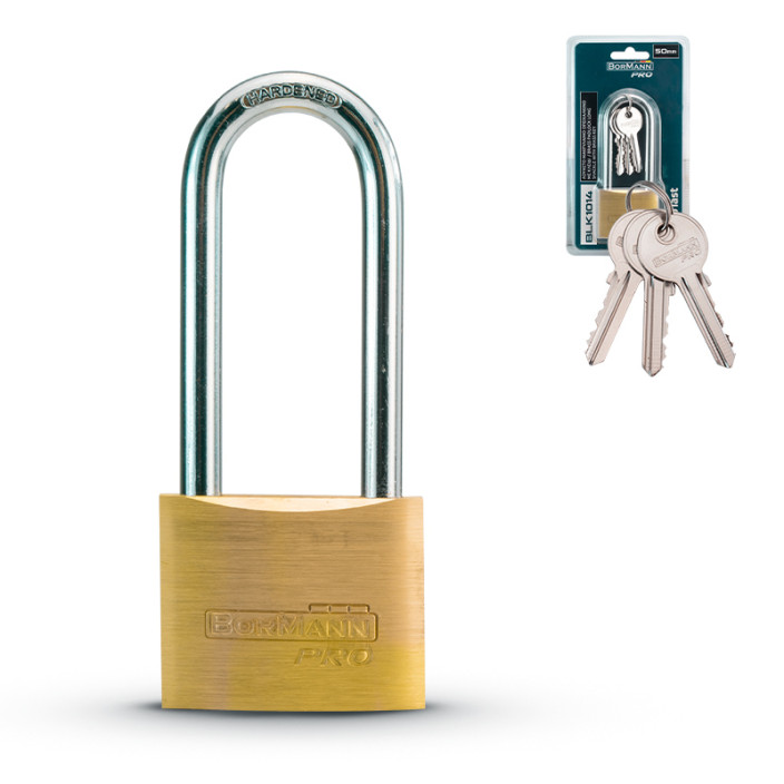 Λουκέτο Μακρύλαιμο Ορυχάκλεινο 50mm με 3 κλειδιά ορειχάλκινα 