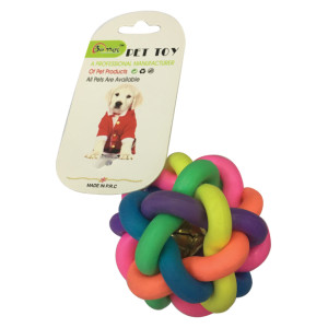 Dog toy colorful ball 8,5cm with bell